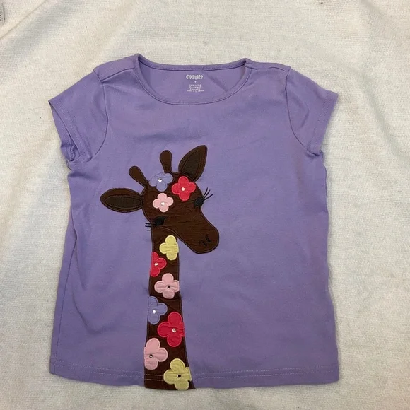 Gymboree Girl's Shirt Purple Giraffe Sequin Lilac Sz 7 - READ - Picture 1 of 8